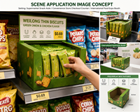 Boîte de présentation alimentaire PDQ personnalisée, écologique, robuste, en carton ondulé, prête à l'emploi pour supermarchés, avec fentes, pliable