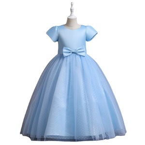 Robe longue en tulle à pois violets, col rond, robe de bal, robe de demoiselle d'honneur pour enfants - Product Image 5