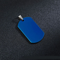 Pendentif en acier inoxydable de style militaire 49*28mm pour la fabrication de bijoux de collier porte-clés pendentif plaque de chien gravée vierge