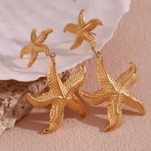 Dreamshow Starfish Drop Brincos Aço Inoxidável boucle d'oreille Tarnish Jóias Grátis Mulheres Brincos Atacado