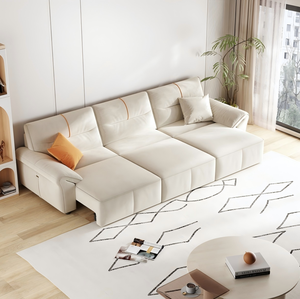 Sofá Eléctrico Reclinable con Estructura de Madera de Pino Importada, Sofá de Cuero Genuino Ecológico de Estilo Minimalista Italiano - Product Image 6