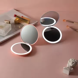 Miroir de maquillage portable pliable à écran tactile avec lumière LED rechargeable à trois couleurs, 3 jours d'autonomie, compact, de poche, GZ - Product Image 2