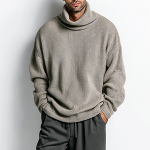 <span class=keywords><strong>Pull</strong></span> à <span class=keywords><strong>col</strong></span> <span class=keywords><strong>roulé</strong></span> décontracté surdimensionné pour <span class=keywords><strong>homme</strong></span>, coupe ample, confortable et tendance, tricot anti-froissement et respirant pour l'hiver - Product Image 2