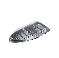 Barquette de service à sushi en plastique BN-16-1, assiettes jetables japonaises pour sushi, contenants avec couvercle, assiette à sashimi, micro-ondable, emballage alimentaire sous blister