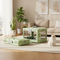 Cage de transport pliable en plastique à quatre roues, écologique, avec boucle à pression, pour animaux de compagnie, portable, approuvée par les compagnies aériennes, pour chats et chiens