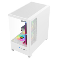 AntarcChill High Quality Micro-ATX 0.6mm SPCC Gaming Computer Case BTF White Transparent Tempered Glass Mid Tower