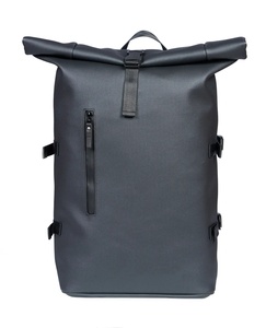 Sac à dos Roll Top haut <span class=keywords><strong>de</strong></span> gamme en cuir pour la <span class=keywords><strong>ville</strong></span> avec finitions en cuir écologique, sac à dos décontracté pour l'université, l'école, les sorties quotidiennes, pour hommes et femmes, avec compartiment pour ordinateur portable - Product Image 1