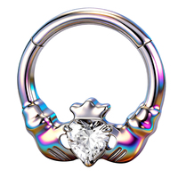 Piercing de nez en titane ASTM F136, bijou de corps tendance, design cœur CZ taille Asscher, style punk, cadeau de mariage et de fiançailles