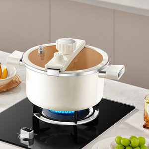 Olla a Presión Little Bear CP-JG061, Color Blanco Hueso, Olla de Hierro Reforzada con Doble Asa, para Cocinas de Gas e Inducción, a Prueba de Explosiones - Product Image 4