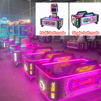 Table de hockey sur air interactive en métal avec néons LED pour enfants, machine d'arcade de combat pour 2 joueurs avec support en anglais pour centre commercial