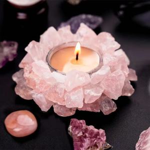 Wholesale Natural Healing <b>Crystal</b> Candle Holder <b>Raw</b> Amethyst Fluorite Rose Quartz Tea Light Candlestick Table Home Decor Gift - Product Image 3
