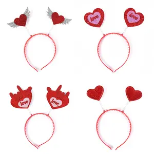 Wholesale New Year Red Three-dimensional Plastic Love Heart Headband Headgear For Valentine's Day Gift Hair Accessories Women