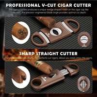 Étui de Voyage de Luxe en Cuir PU pour 4 Cigares avec Coupe-Cigares en V, Coupe-Cigares Droit, Perforateur, Pack d'Humidification et Coffret Cadeau pour Hommes