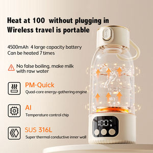 Chauffe-tasse intelligent portable électrique, bouteille d'eau intelligente à isolation thermique, ébullition rapide, 500 ml, pour voiture et extérieur - Product Image 3