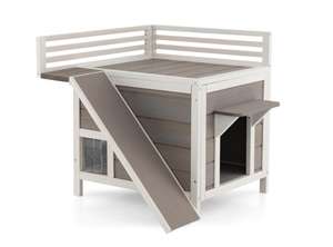 WoodVille su geçirmez kedi barınak ile kaçış kapı yağmur geçirmez dışında kedi evi - Product Image 3