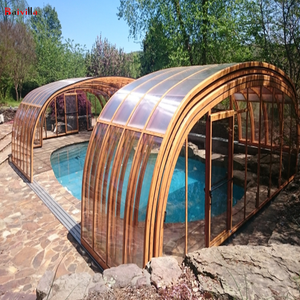 Couverture de <span class=keywords><strong>piscine</strong></span> préfabriquée en polycarbonate, auvent rétractable en aluminium, véranda autoportante, jardin d'hiver - Product Image 3