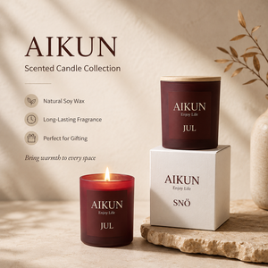เทียนหอมกลิ่นอโรมาเธอราพี AIKUN รุ่นใหม่ล่าสุด ทำจากขี้ผึ้งถั่วเหลืองในภาชนะแก้ว ดีไซน์ทันสมัย ผลิตด้วยมือ บรรจุในกล่องของขวัญ - Product Image 2