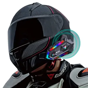 Veelzijdige Coole Rgb Oogverblindende Lichten Halfvolle Motorhelmen Luidspreker Hoofdtelefoon Motorhelm Bluetooth Intercom Headset