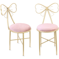 Vente en gros US Coréen Rose Bow Dressing Chair Jolies Femmes Maquillage Chambre Chaise Rosa Coussin en velours pour les filles