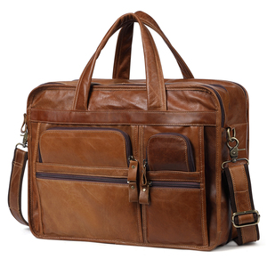 9913 Mens Genuine <strong>Leather</strong> Classic <strong>Soft</strong> Business <strong>Bag</strong> with Zipper Closure - Product Image 1
