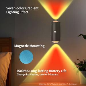 Lampe murale de projection LED RGB intelligente et colorée avec capteur, éclairage d'ambiance pour salon, recharge magnétique USB-C pour escaliers et couloirs - Product Image 5