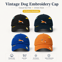 Casquette de baseball vintage unisexe avec broderie chien et motif léopard sportif, couronne profonde, réglable, pour l'extérieur, protection solaire, style streetwear décontracté, logo personnalisé
