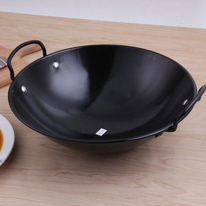 <span class=keywords><strong>Wok</strong></span> de restaurant en acier au carbone antiadhésif <span class=keywords><strong>31</strong></span>-46CM poêle à frire en fer de style chinois - Product Image 3