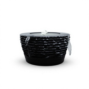 Fontaine en pierre de basalte naturelle de 40 cm, bassin en roche pré-percé avec 2 rainures de drainage pour aménagement paysager de jardin - Product Image 1