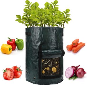 DD1503 Pots en tissu aérés, sacs de plantation robustes pour légumes, tomates, fruits, jardin, sacs de culture de pommes de terre avec rabat et poignées - Product Image 1