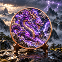 Pièces de monnaie en cuivre pur 999 de 1 oz, série Brontosaurus Dragon, style peint, colorées, en relief 3D, artisanat métallique UV pour collectionneurs