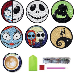 LS DIY Set di 6 <span class=keywords><strong>pezzi</strong></span> di sottobicchieri stampati con motivo a Goblin di animali da cartone animato punteggiati di strass con supporto in metallo - Product Image 2
