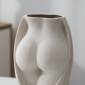 <span class=keywords><strong>Vase</strong></span> en céramique blanc mat, design artistique chic nordique, forme de corps sexy, moderne et unique, pour la décoration du salon - Product Image 6