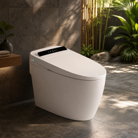 WC intelligent allongé One Piece avec lavage à l'eau chaude, siège chauffant, séchage à l'air, chasse d'eau automatique, affichage numérique, télécommande sans fil et veilleuse