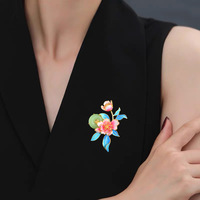 Broches de luxe XILIANGFEIZI en émail coloré style pivoine chinoise, accessoires Cheongsam Hanfu, cadeau de mariage unisexe