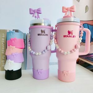 French Style <b>Bow</b> Cup Lanyard Compatible with Stanley Thermos Cup and Tupperport Water Bottle Portable Handle for Cold Cups - Product Image 4