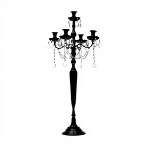Support à bougies en aluminium noir, grand chandelier, taille et forme personnalisées, porte-bougie pour usage hôtelier - Product Image 1