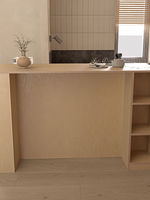 Mesa de Comedor Multifuncional Personalizable de Abedul para Salón, Estilo Moderno Minimalista, con Panel de Tablero Oceánico y Diseño Long Island