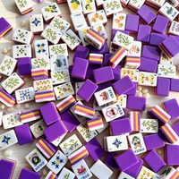 Ensemble de Mahjong Américain de Luxe Moderne Personnalisé Artistique 160 Pièces NMJL Standard Tuiles de Mahjong Acryliques Colorées Peintes à la Main pour Hobby