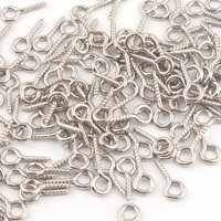 Petites épingles à œil en argent 12mm, œillets, vis, fermoirs filetés, crochets pour la fabrication de bijoux, bricolage, vente en gros