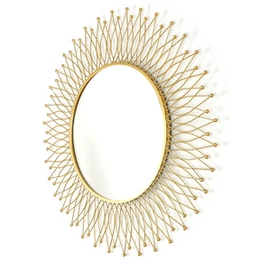 Miroir mural décoratif contemporain de 80 cm avec cadre en métal doré, fait main, pour décoration intérieure de salon, épaisseur 4 mm - Product Image 1