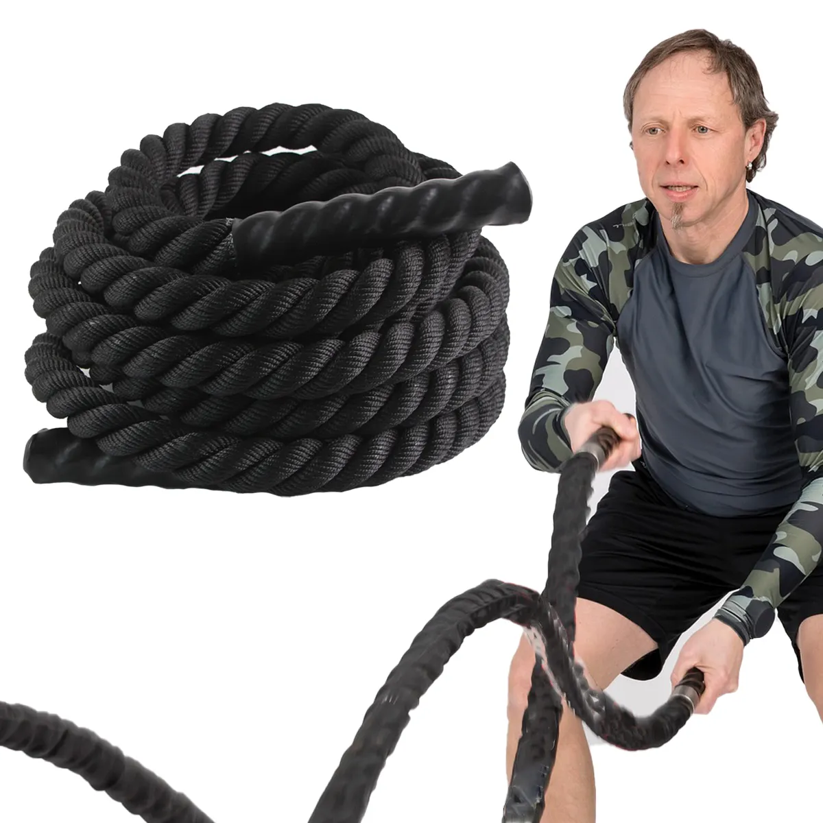 25mm 38mm 50mm Black Polyester Fitness Exercise Strength Core Training Rope Battle Ropes