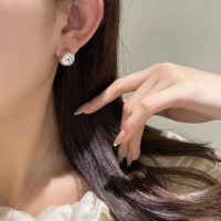 Boucles d'oreilles clous tendance pour femmes en argent sterling 925 avec zircon cubique scintillant, brossées, cadeaux quotidiens et festifs pour fiançailles et mariage