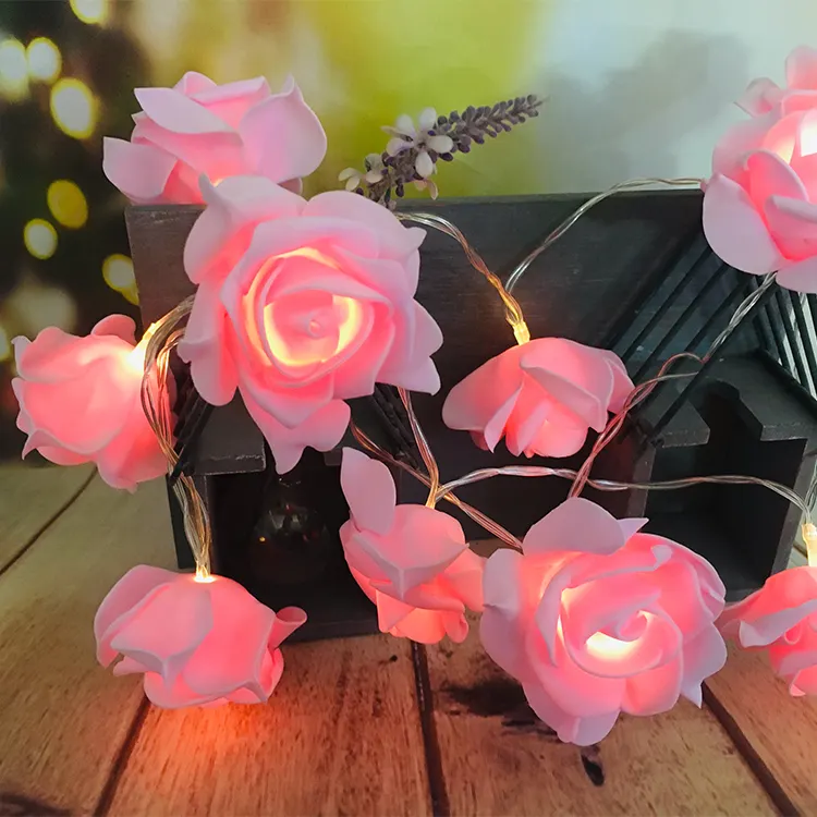 Valentine'S Day Indoor Wedding Decoration Series 1.5M Pink Led Rose Flowers String Lights