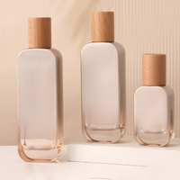 Ensemble de flacons pompe en verre orange translucide et de pots à couvercle en bois massif de 30 ml, 50 ml, 100 ml, 120 ml, 30 g, 50 g pour crème