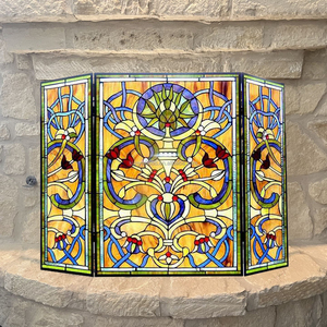 Vitrail de style européen pour cheminée, panneau décoratif 3 pièces de style victorien, écran décoratif traditionnel pour la décoration intérieure - Product Image 2
