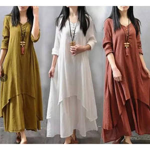 فستان نسائي كاجوال أنيق بأكمام طويلة من القطن والكتان بتصميم كوري لفصل الخريف - Product Image 6