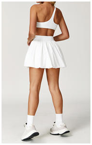 Nieuwe design tennisrok sets hoge taille yoga golf <span class=keywords><strong>2</strong></span>-delige sportkleding gymkleding one shoulder bh fitness trainingspakken voor dames - Product Image 3