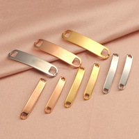 Conector de Barra Curva Personalizado con Nombre, Arcoíris, 1.5*6*39, Conector de Pulsera de Acero Inoxidable, Rectangular, en Blanco, para Fabricación de Pulseras DIY