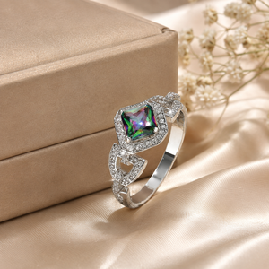 Bague fantaisie en forme de diamant coloré pour femme, bijou de doigt luxueux et étincelant - Product Image 6