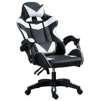 Fauteuil Gaming de Course Confortable et Réglable en Cuir pour PC avec Repose-Pieds